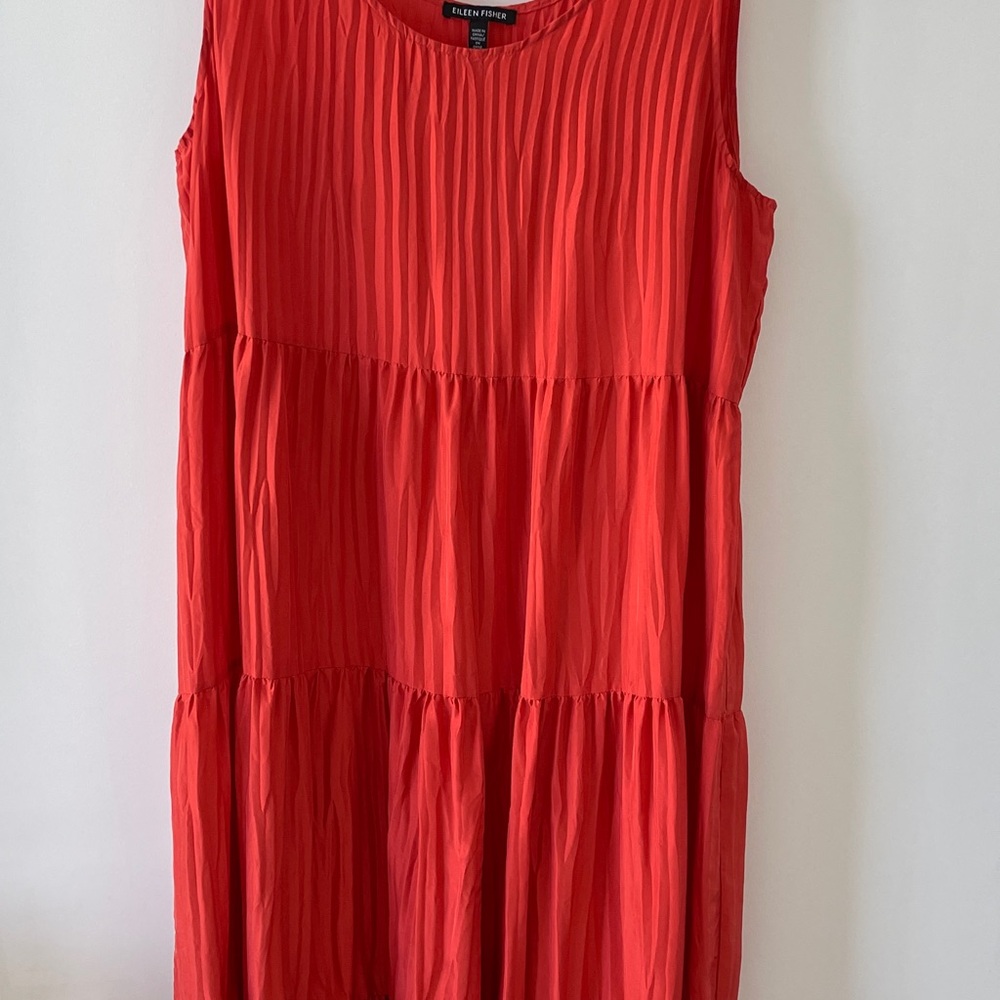 Crushed Silk Tiered (Full Length) Tangerine Dress